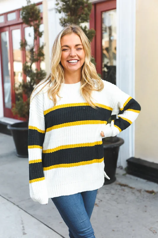 Ivory & Green Thick Sweater Fitted Loose Oversized