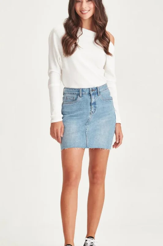 Jaime Denim Skirt - Blue corduroy skirt comfortable