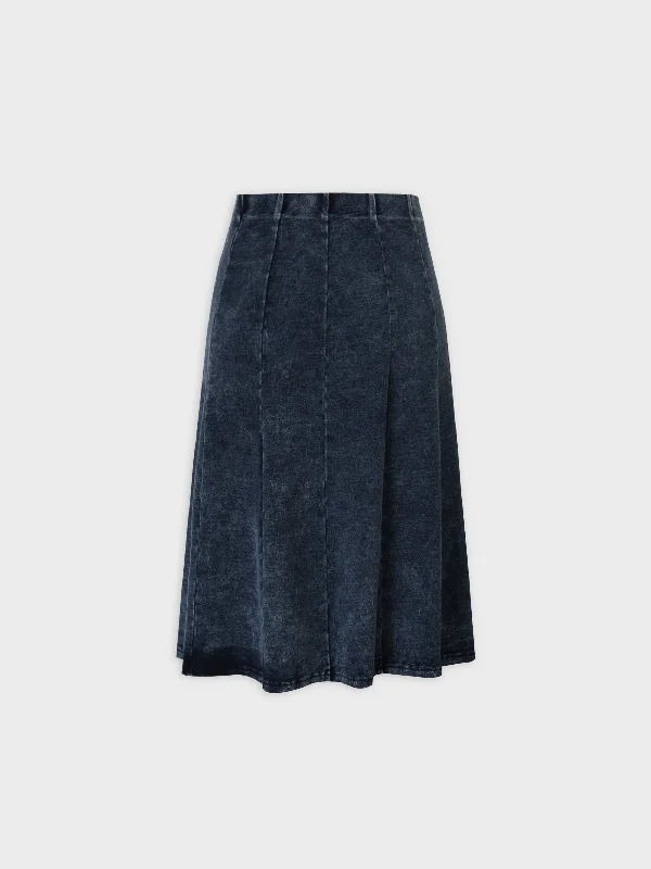Jersey Paneled Skirt 24"-Blue silk skirt smooth