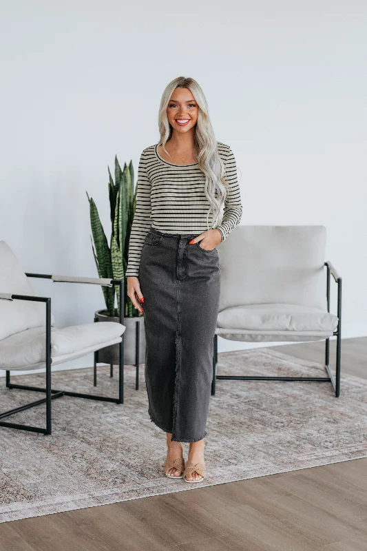 Joy Denim Skirt - Charcoal chiffon skirt floaty