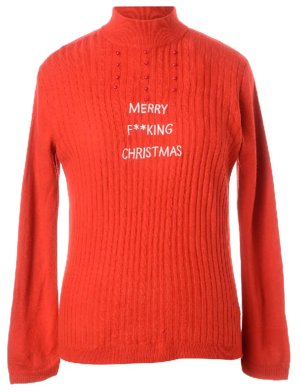 Label Merry F**king Christmas Sweater Terry Terry Cloth Terry Knit