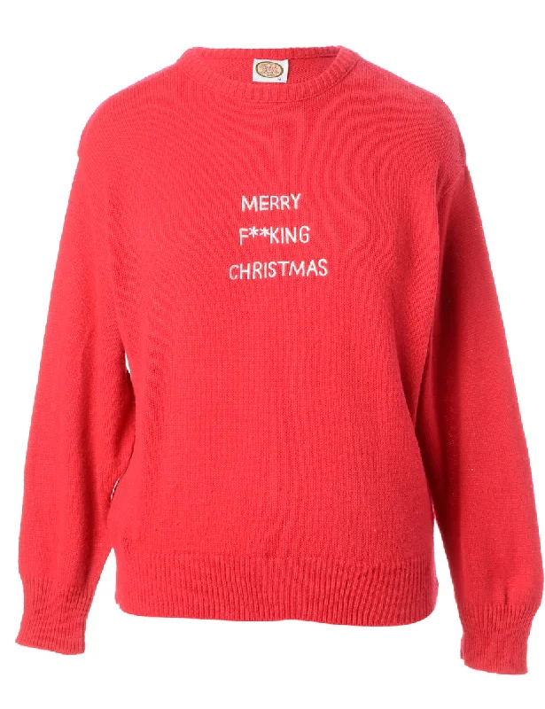Label Merry F**king Christmas Sweater Stylish Fashionable Trendy