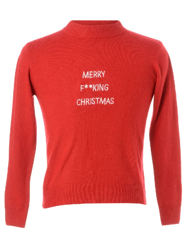 Label Merry F**king Christmas Sweater Ribbed Striped Patterned