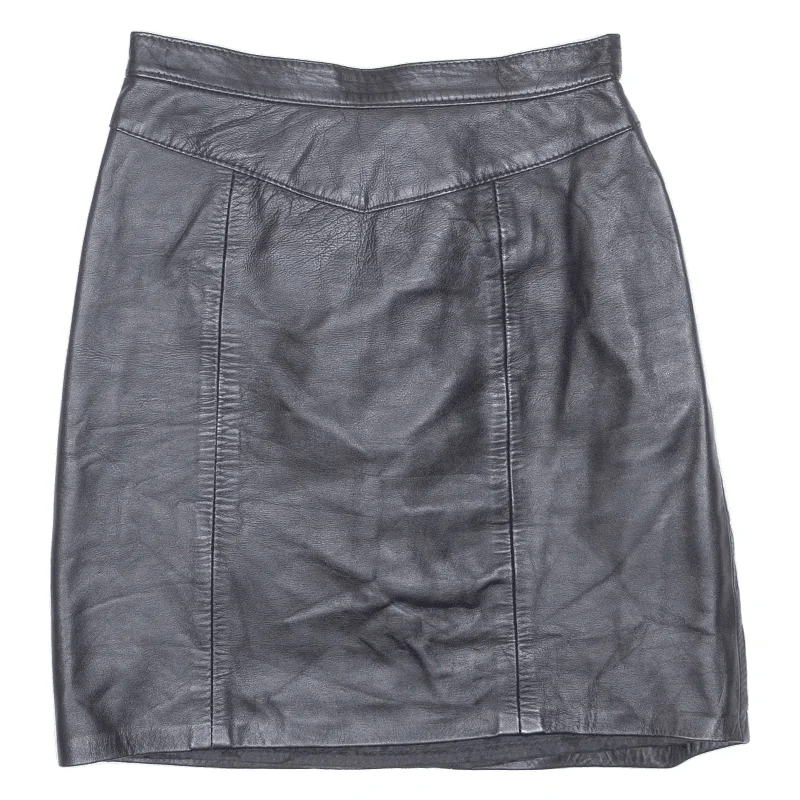 Leather Feel Short Mini Skirt Black Womens UK 4 denim skirt casual
