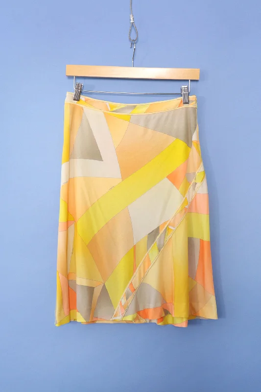 Leonard Zesty Silk Jersey Skirt S/M velvet skirt glossy