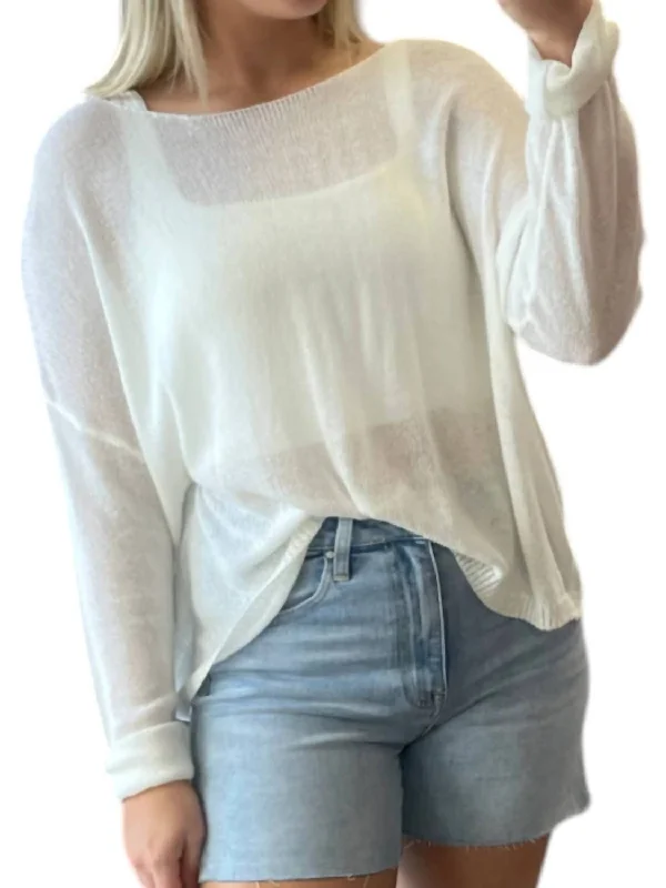 Lightweight Knit Sweater In White Slim Fit Regular Fit Oversized