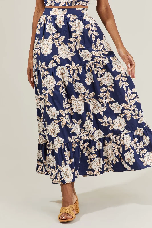 Lilo Night Tropics Yaelle Flowy Maxi Skirt button skirt front