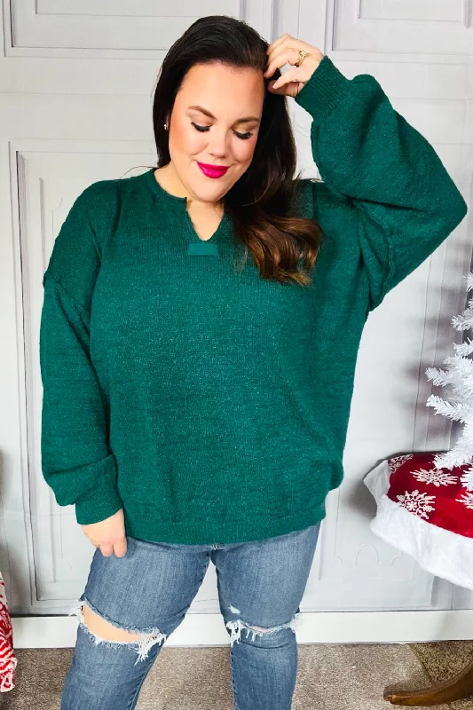 Lock Eyes Hunter Green Notched Neck With Patch Oversized Sweater (Open Pack) Velvet Chenille Corduroy Lock Eyes Hunter Green Notched Neck With Patch Oversized Sweater (Open Pack) Velvet Chenille Corduroy
