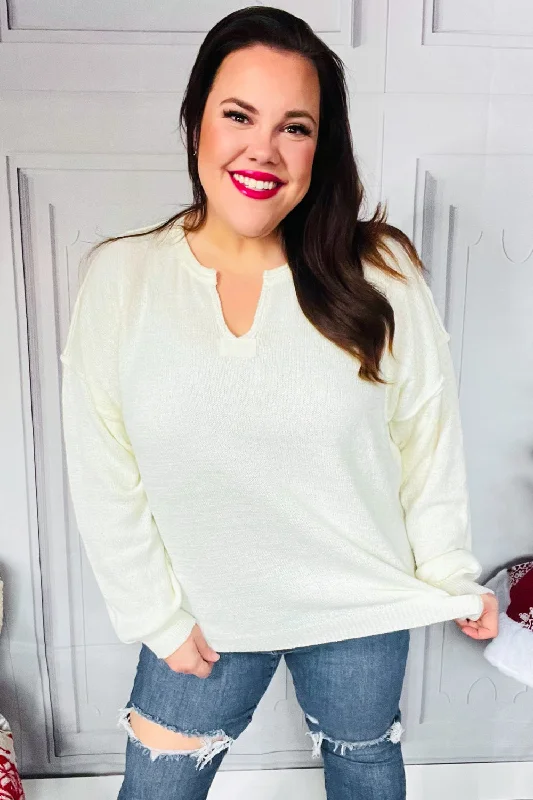 Lock Eyes Ivory Notched Neck With Patch Oversized Sweater (Open Pack) Turtle Neck Boat Neck Asymmetrical Neck Lock Eyes Ivory Notched Neck With Patch Oversized Sweater (Open Pack) Turtle Neck Boat Neck Asymmetrical Neck