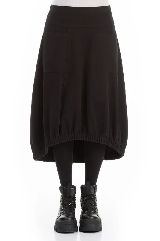 Longer Back Black Cotton Jersey Skirt denim skirt trendy
