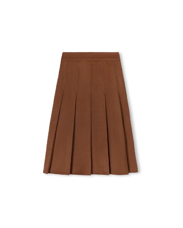 Mallory and Merlot Brown Pleated Wool Skirt velvet skirt plush