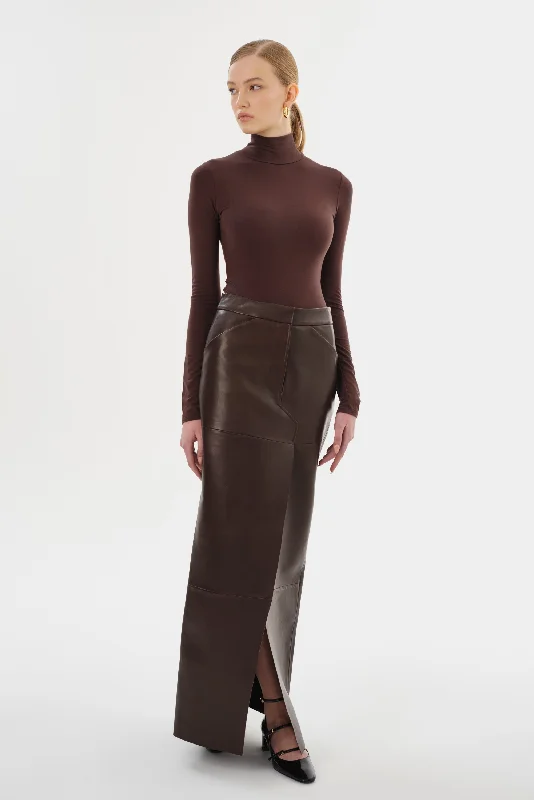 MARIETTE | Leather Maxi Skirt a-line skirt cut
