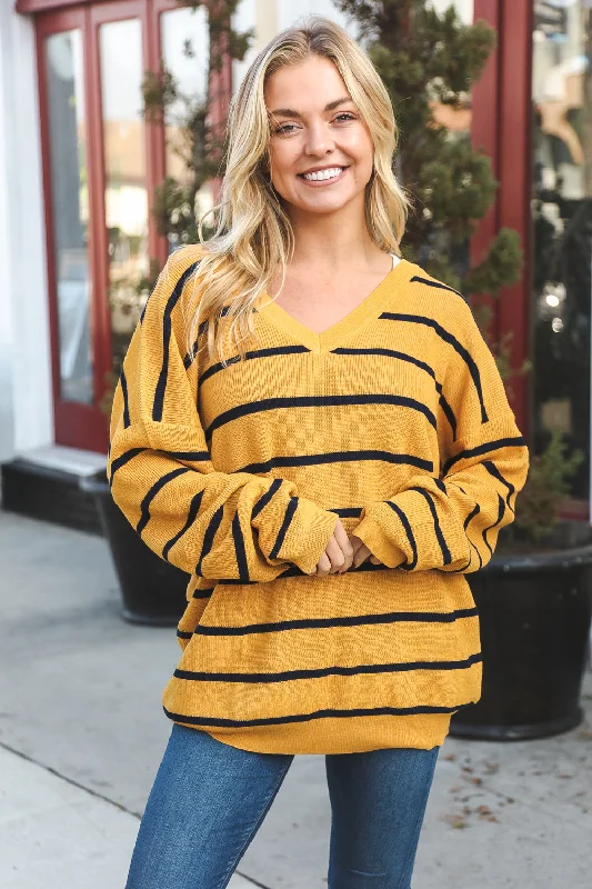 Plus Marigold Stripe Sweater Transparent Opaque Sheer