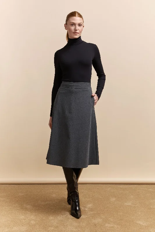 Midi skirt with elastic waist chiffon skirt airy