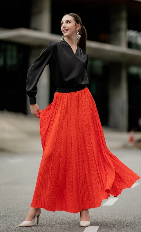 Miss Plush Skirt in Hot Orange linen skirt airy