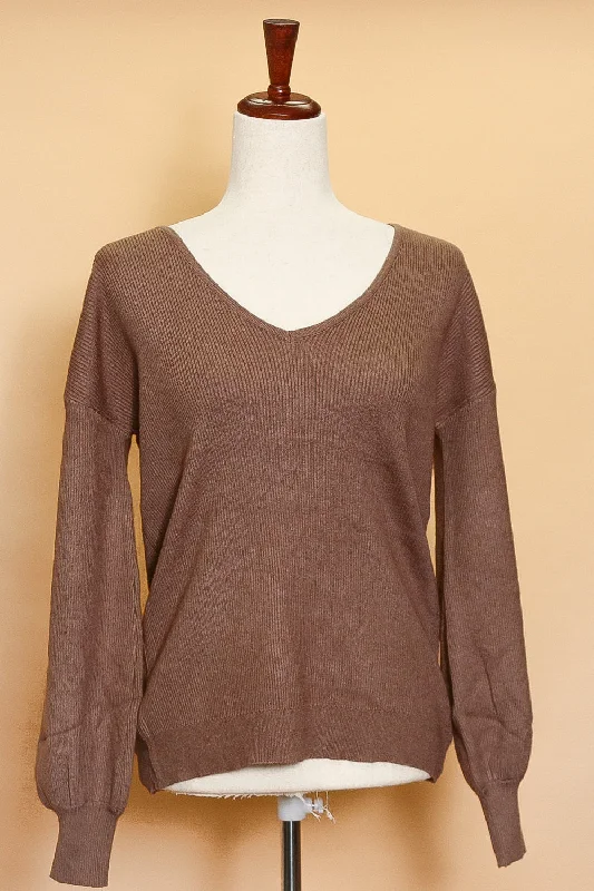 Mocha Ribbed Sweater Tailored Straight A-Line