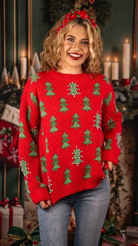 Oh, Christmas Tree Sweater Beaded Sweater Sequined Faux Fur
