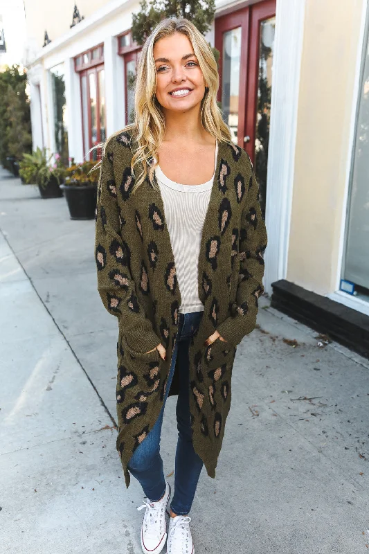 Olive Animal Thick Sweater Embroidered Appliqued Beaded