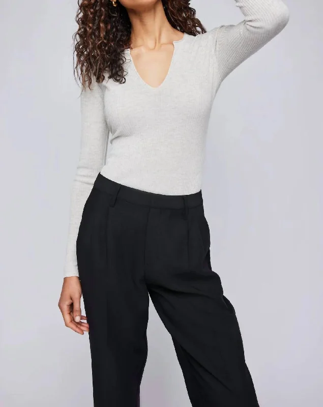 Olympia V-Neck Sweater In Heather Birch Graphic Sweater Embroidered Appliqued