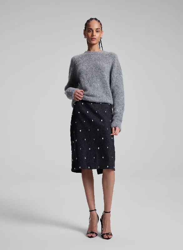 Opal Embellished Wool Pencil Skirt silk skirt lustrous