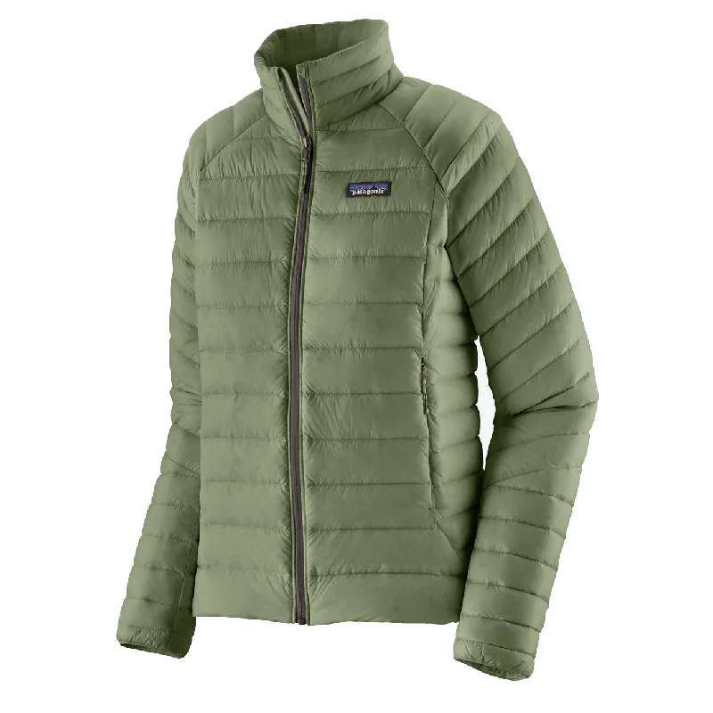 Patagonia Womens Down Sweater Terrain Green Fleece Sweater Nylon Polyester