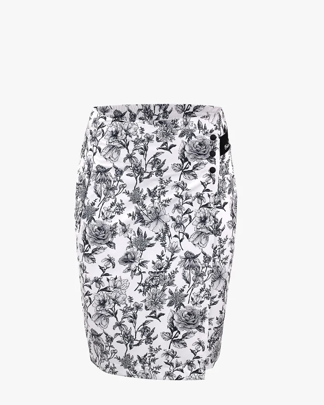 Patterned Rain Wrap Skirt ribbed skirt waist