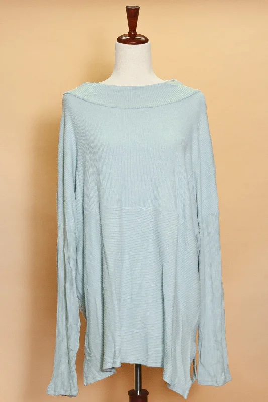 Plus Blue Ribbed Sweater (4pc) Terry Blend Velvet Blend Canvas Blend