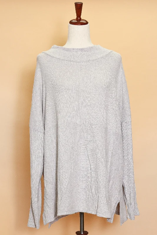 Plus Grey Ribbed Sweater (5pc) Elasticated Padded Insulated