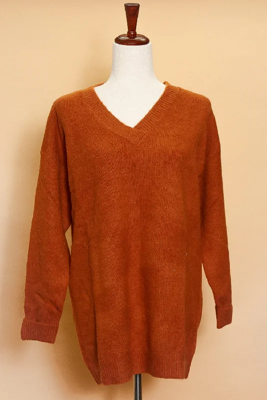 Pumpkin Spice V Neck Sweater (3pc) Slim Fit Regular Fit Oversized