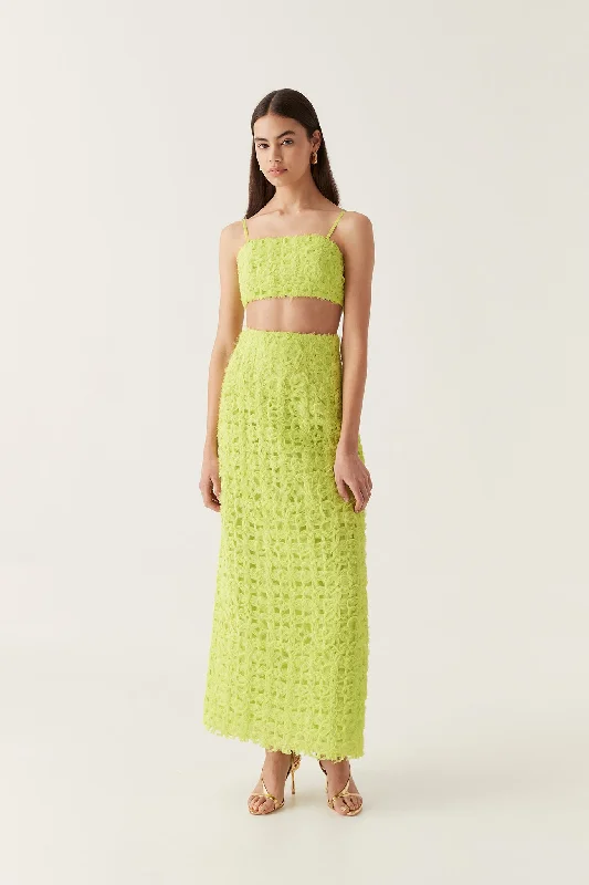 Quintette Textured Midi Skirt linen skirt breathable