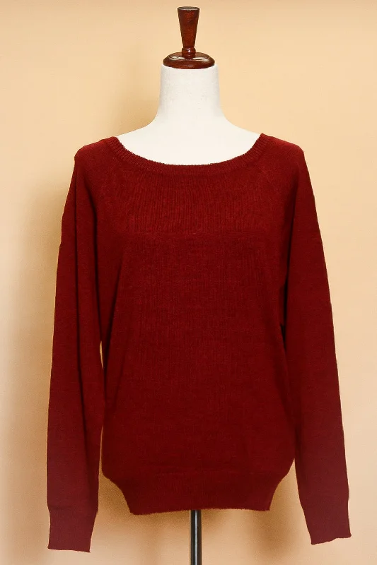 Red Pullover Sweater (5pc) Chenille Brocade Lace