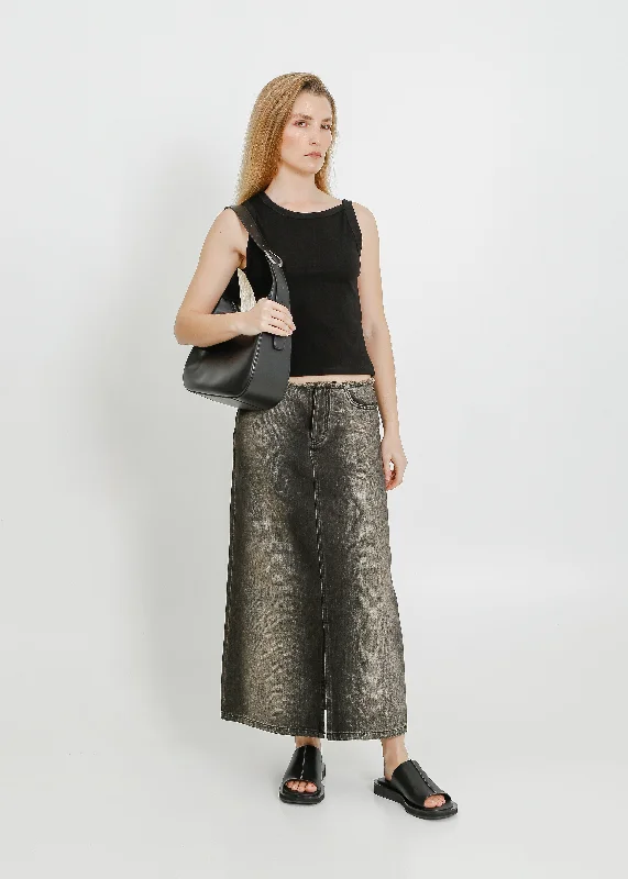 REIGN DENIM SKIRT / BROWN-BONE linen skirt natural