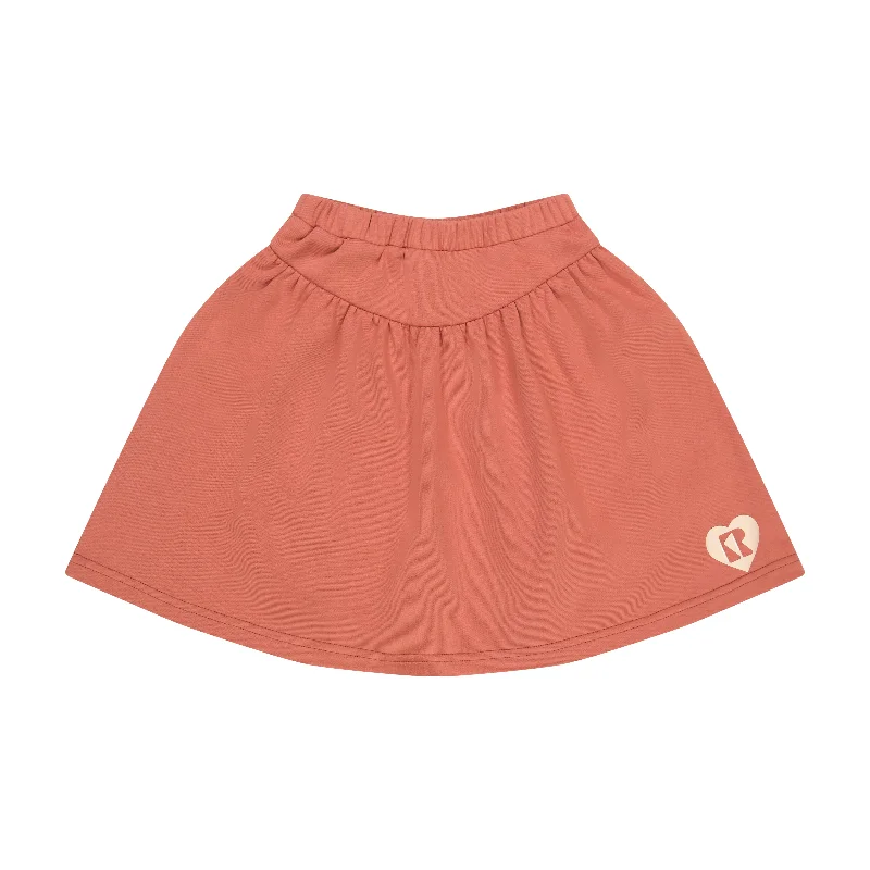 Retrokid Washed Pink Mabel Heart Stamped Skirt linen skirt light