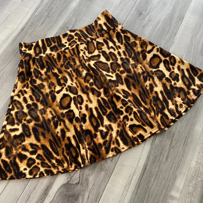 SALE - MEDIUM 17" Length - Leopard Animal Print A-line Skirt w/Pockets silk skirt lustrous