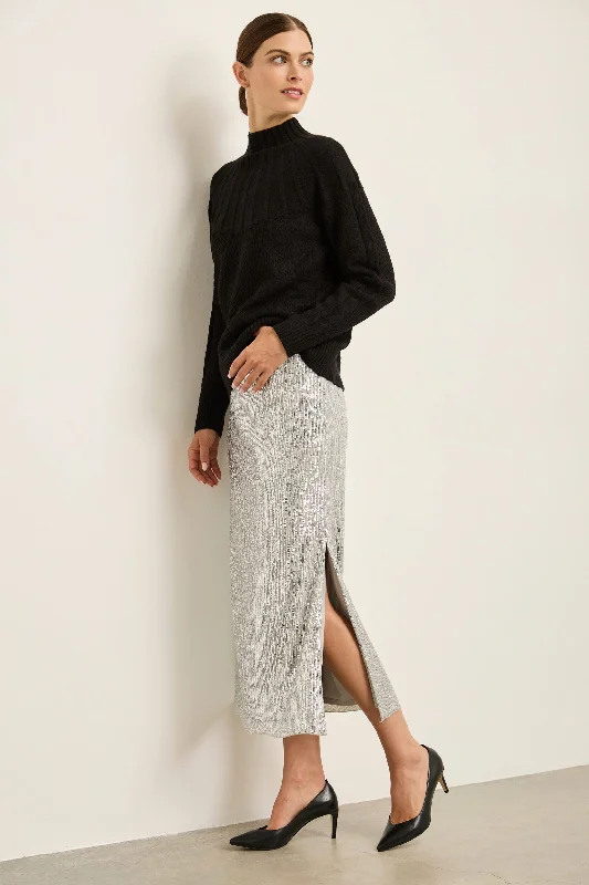 Sequins skirt leather skirt refined