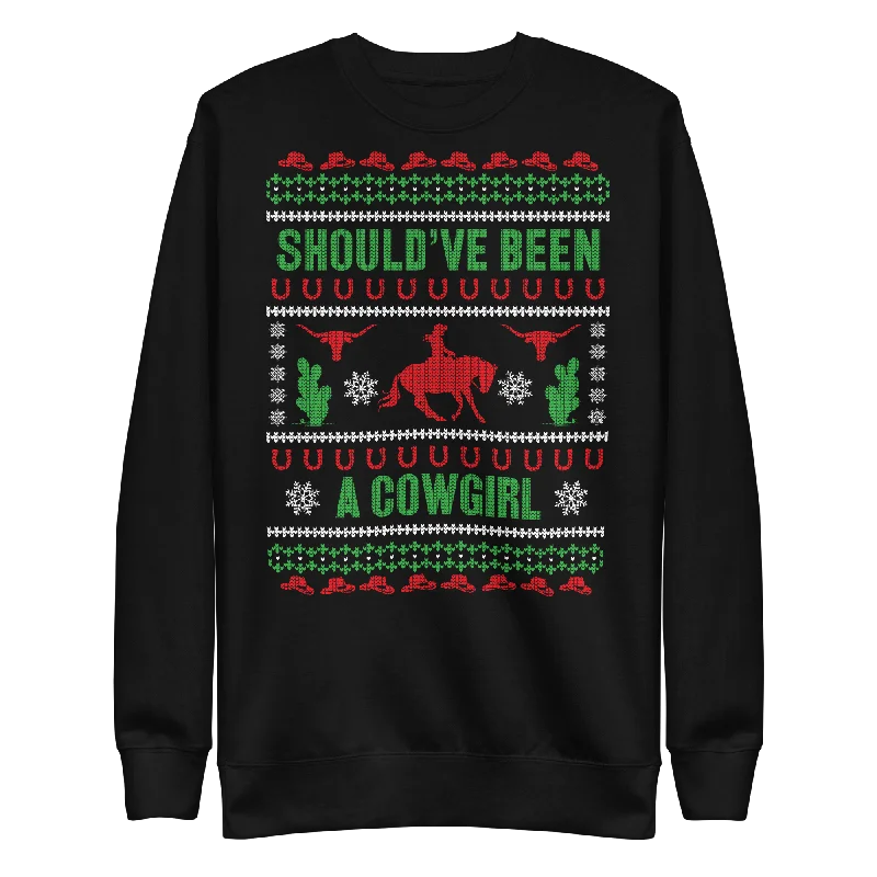 Should've Been A Cowgirl Ugly Christmas Sweater Oversized Loose Flowy