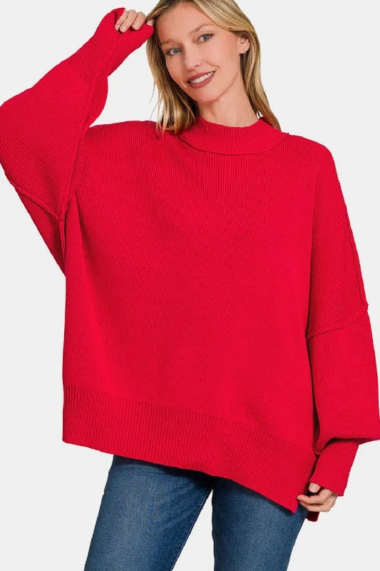 Side Sit Oversize Sweater Elasticated Padded Insulated