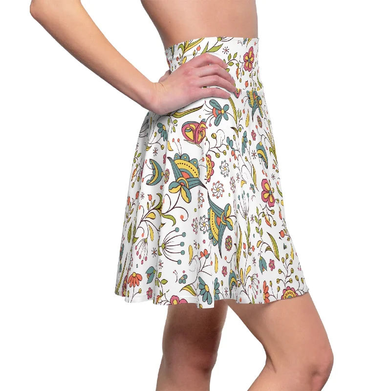 Skater Skirt, Colorful Skirt, Nature's Pattern, Flower Pattern velvet skirt plush