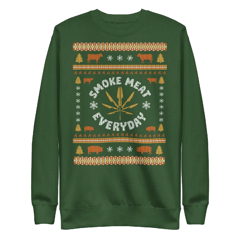 Smoke Meat Everyday Ugly Christmas Sweater Fleece Sweater Nylon Polyester