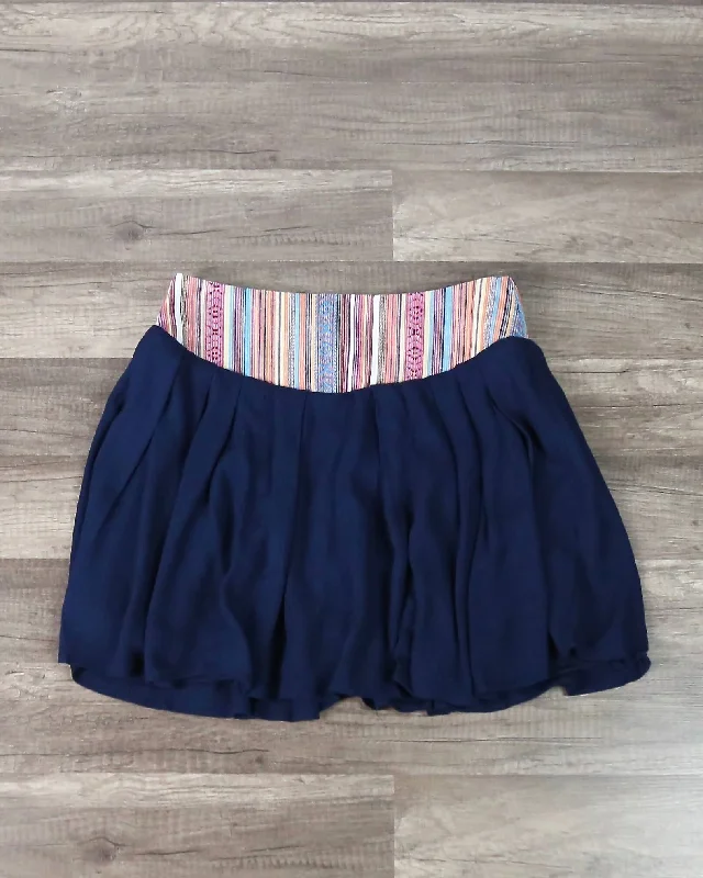 Final Sale - Spanish Dancer Embroidered Flowy Skirt in Navy wool skirt warm