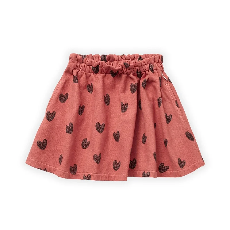 SPROET & SPROUT FADED ROSE HEART PRINT SKIRT ruffled skirt detail