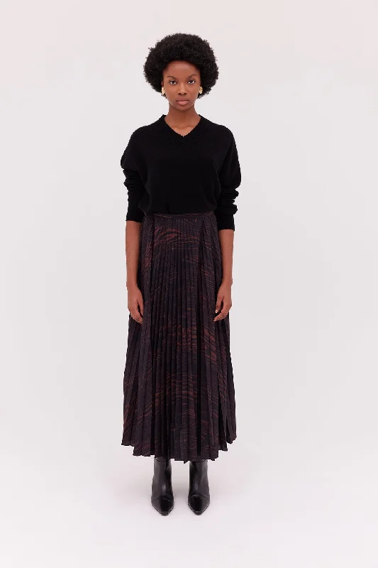 Sunray Pleat Midi Skirt denim skirt classic