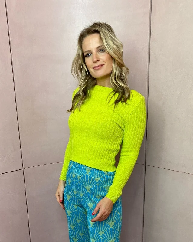 Sweater Narrow Lime Seamless Knitted Crochet