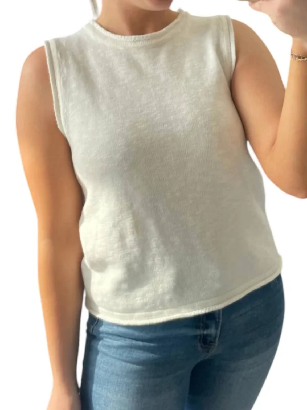 Sweater Tank Top In Off White Turtle Neck Boat Neck Asymmetrical Neck