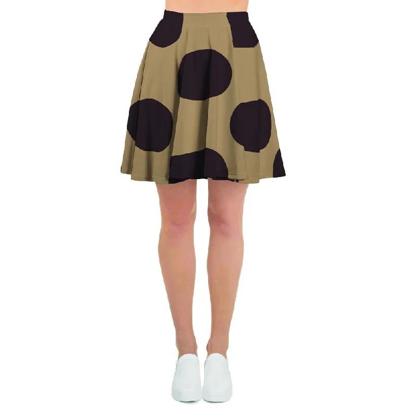Tan And Black Polka Dot Women's Skirt wool skirt thick