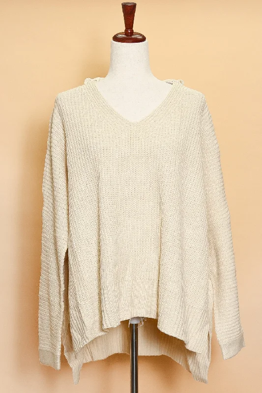Taupe Crochet V Neck Sweater Cotton Fabric Linen Fabric Terry Fabric
