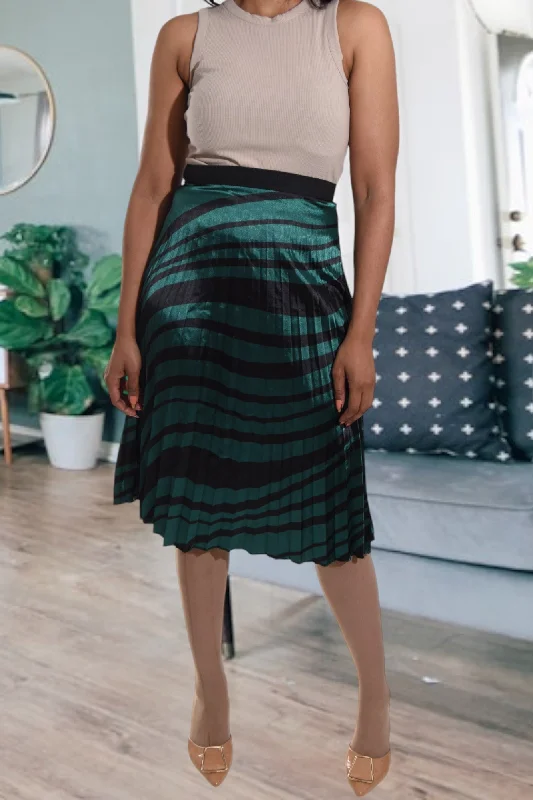 Teal Satin Patterned Skirt corduroy skirt textured