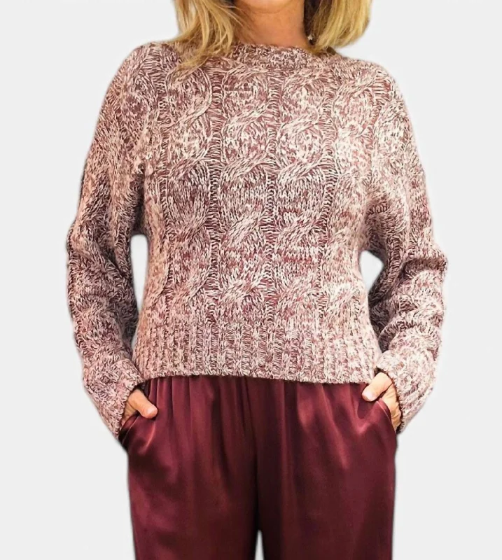 Tristan Cable Knit Sweater In Cimarron Zippered Front Buttoned Front Snap Front
