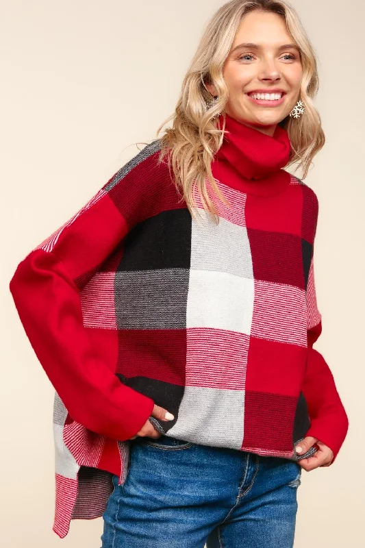 TURTLE NECK SWEATER KNIT TOP WITH SIDE HOLIDAY SLIT Stretchy Elastic Breathable