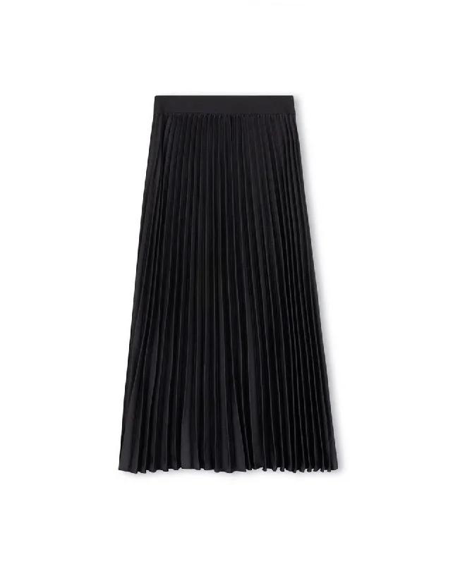 Tustello Black Silky Pleated Skirt chiffon skirt airy